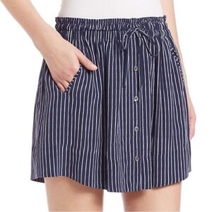 NWOT Joie ‘Wendolyn’ 100% Silk Mini Navy Blue Stripe Skirt, Size XS